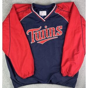Minnesota Twins Jacket Mens XXL Blue Windbreaker MLB Baseball Pockets Athletic